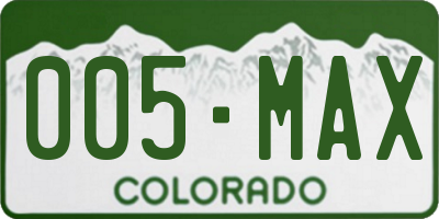 CO license plate 005MAX