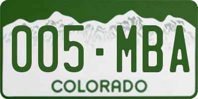 CO license plate 005MBA