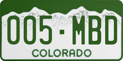CO license plate 005MBD