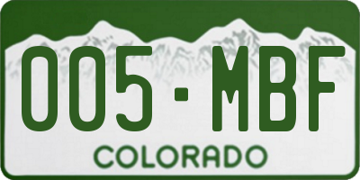 CO license plate 005MBF