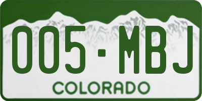 CO license plate 005MBJ