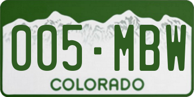 CO license plate 005MBW