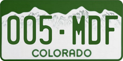 CO license plate 005MDF
