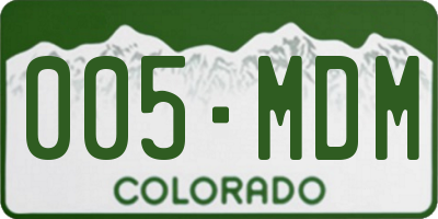 CO license plate 005MDM