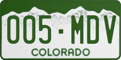 CO license plate 005MDV
