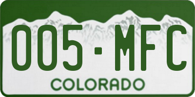 CO license plate 005MFC