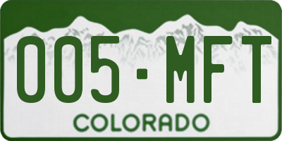 CO license plate 005MFT