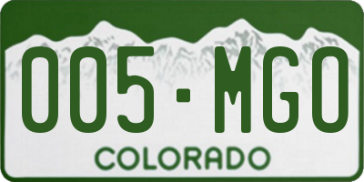 CO license plate 005MGO