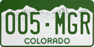 CO license plate 005MGR