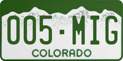 CO license plate 005MIG