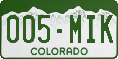 CO license plate 005MIK