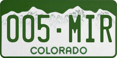 CO license plate 005MIR