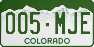 CO license plate 005MJE