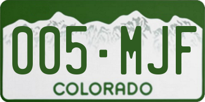 CO license plate 005MJF