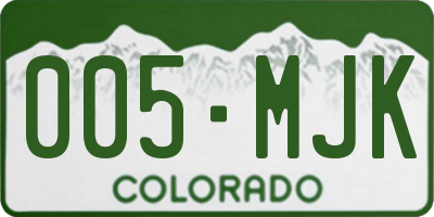 CO license plate 005MJK