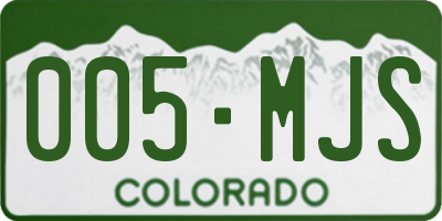 CO license plate 005MJS