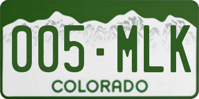 CO license plate 005MLK