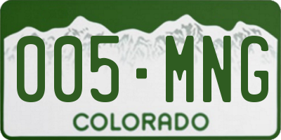CO license plate 005MNG