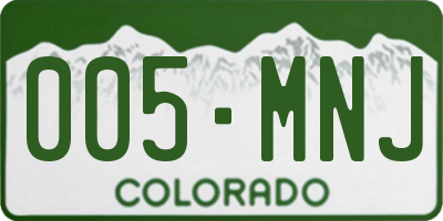 CO license plate 005MNJ