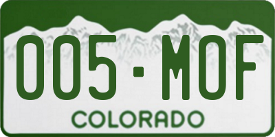 CO license plate 005MOF