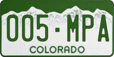 CO license plate 005MPA