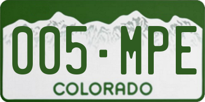 CO license plate 005MPE