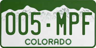 CO license plate 005MPF