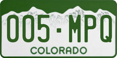 CO license plate 005MPQ