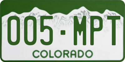 CO license plate 005MPT