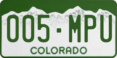 CO license plate 005MPU