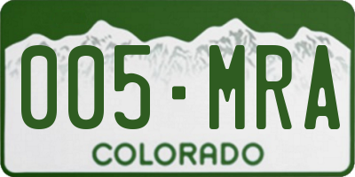 CO license plate 005MRA