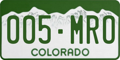 CO license plate 005MRO