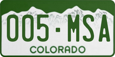 CO license plate 005MSA