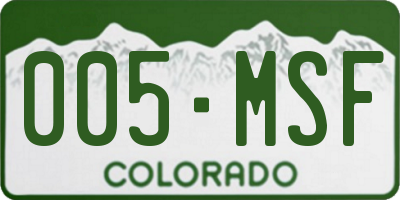 CO license plate 005MSF
