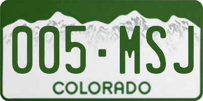 CO license plate 005MSJ