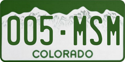 CO license plate 005MSM
