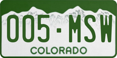 CO license plate 005MSW
