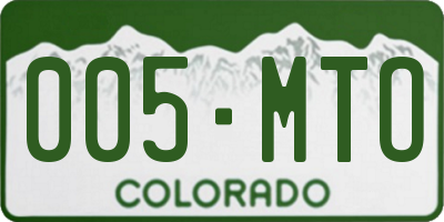 CO license plate 005MTO