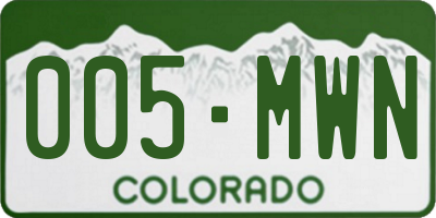 CO license plate 005MWN