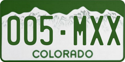 CO license plate 005MXX