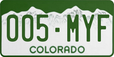 CO license plate 005MYF