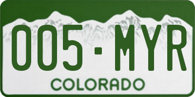 CO license plate 005MYR
