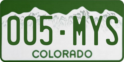 CO license plate 005MYS
