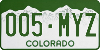 CO license plate 005MYZ