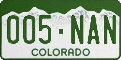 CO license plate 005NAN