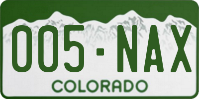 CO license plate 005NAX