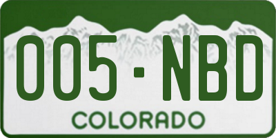 CO license plate 005NBD