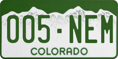 CO license plate 005NEM