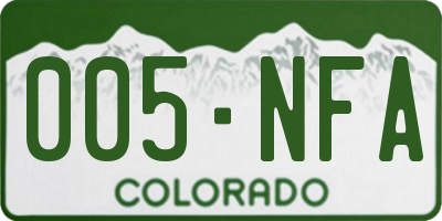 CO license plate 005NFA