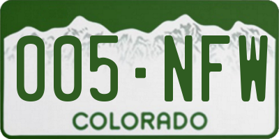 CO license plate 005NFW